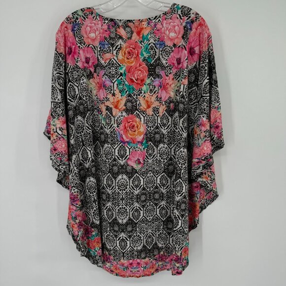 Tolani Collection Floral Print Tunic Top Size Medium Modal Boho Womens Blouse - Picture 10 of 10